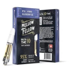 Mellow Fellow Delta-10 THC Vape Cartridge - Blueberry OG (Hybrid) - 950MG